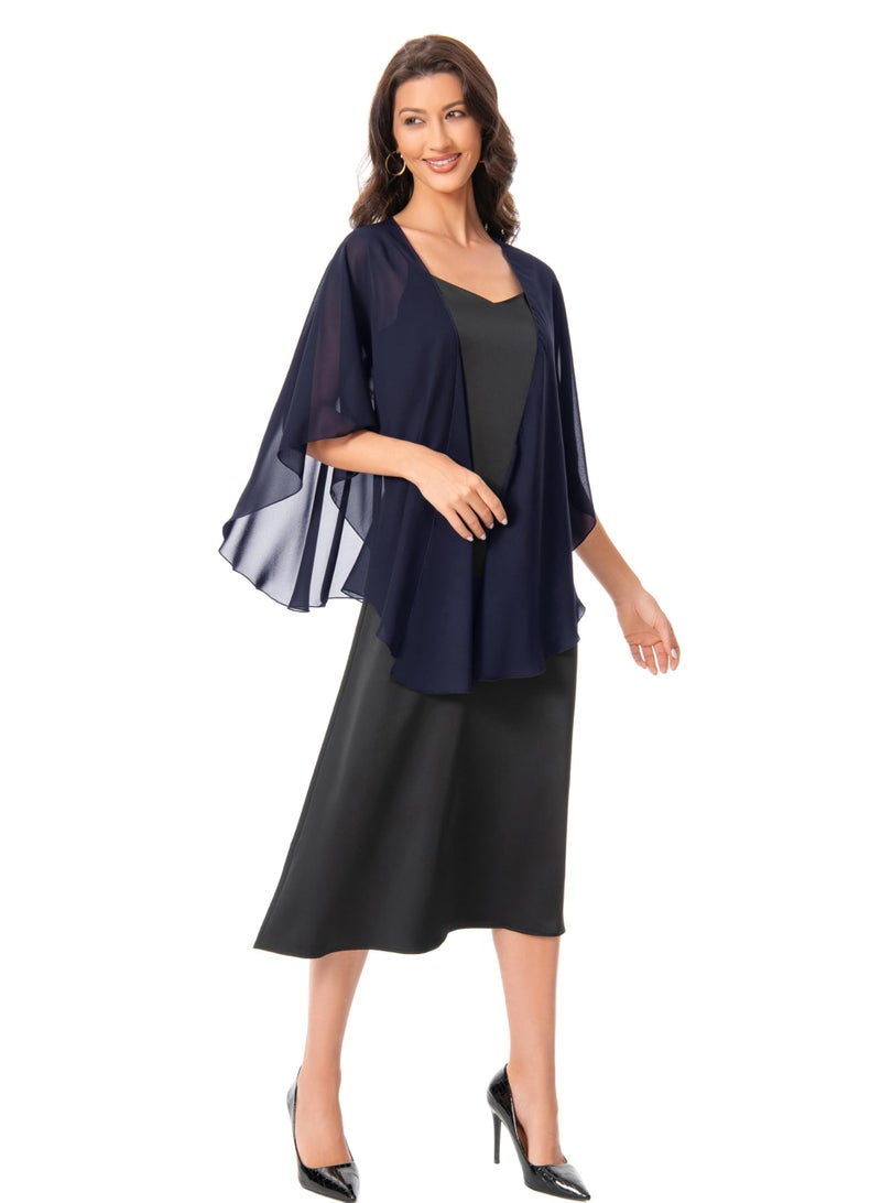 Hotshawl Womens Chiffon Shawls and Wraps, Wedding Party Shawl Scarf for Evening Dresses (Navy) - Image 5